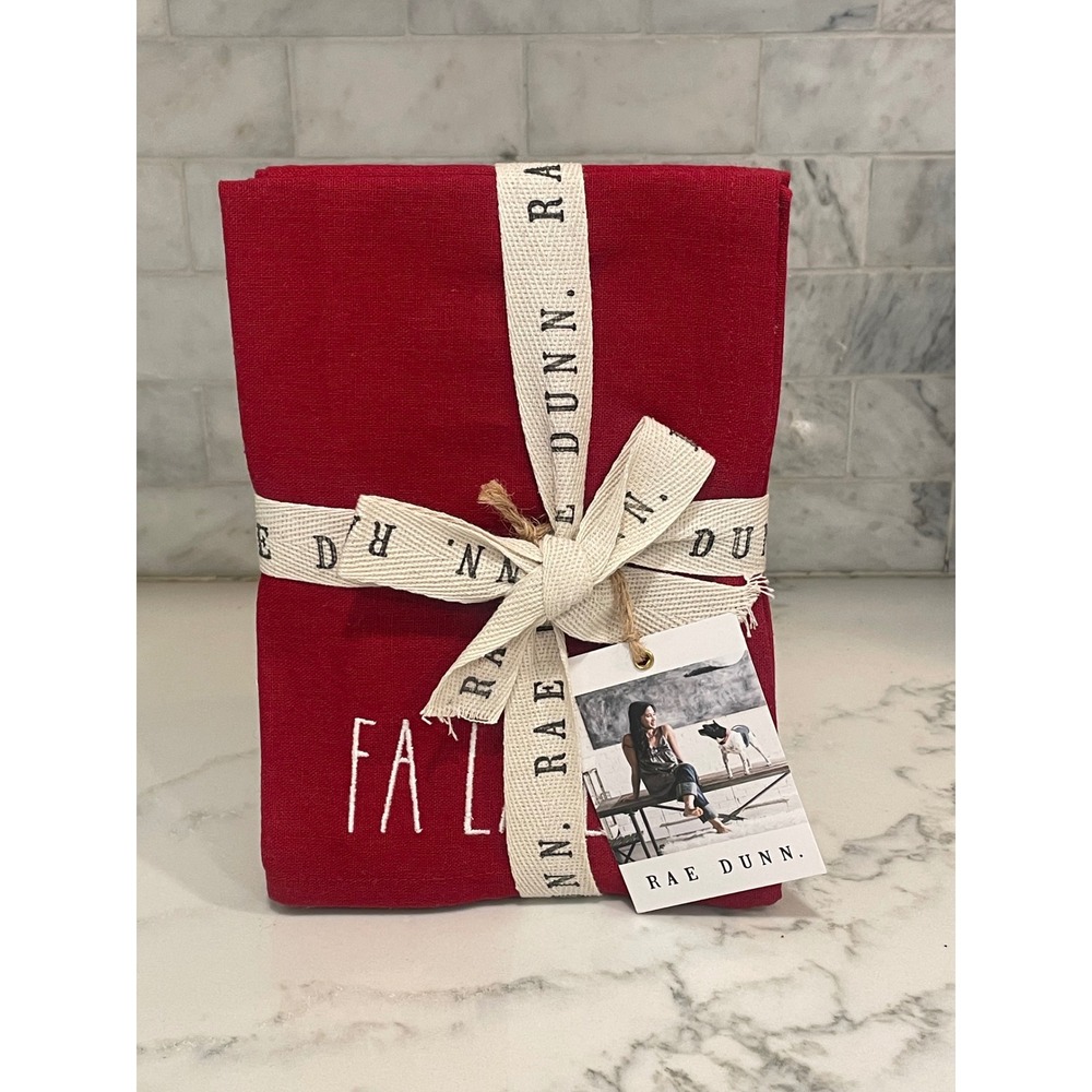 Rae Dunn Joy Napkins Set of 4 Red 18x18 Cotton Holiday Christmas